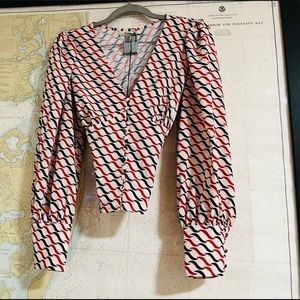 NWT Glamorous “Red Black Wave“ Blouse